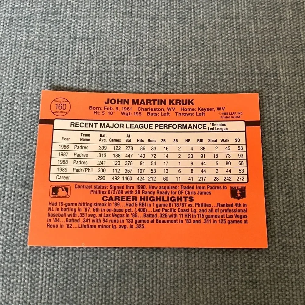 1990 Donruss Philadelphia Phillies Baseball Card Trading Card